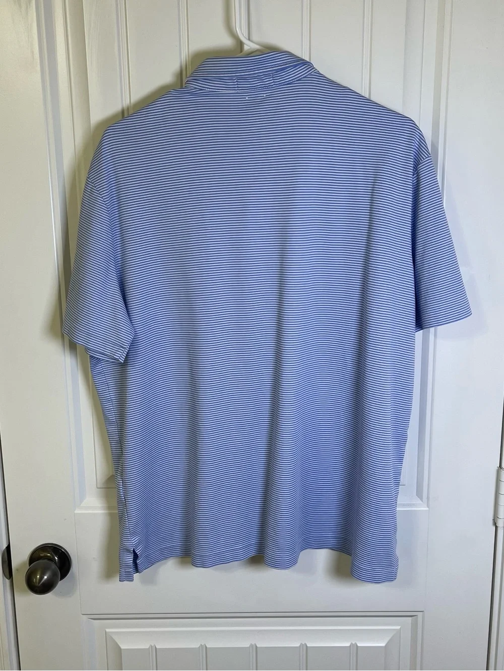 Ralph Lauren Men’s Large Light Blue & White Striped Polo Navy Pony *Flawed*